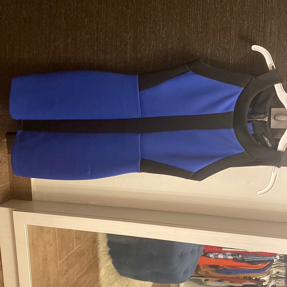 Black and blue mini dress